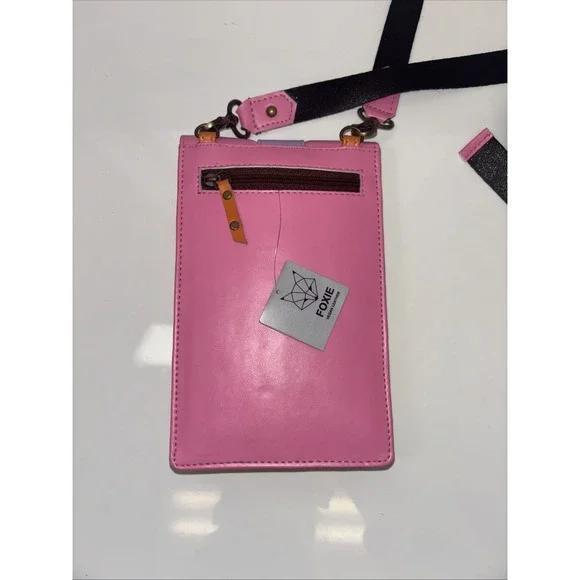 Foxie Vegan Leather Crossbody Purse Pink‎ Orange Purple Yellow Ethical NWT - Picture 7 of 7